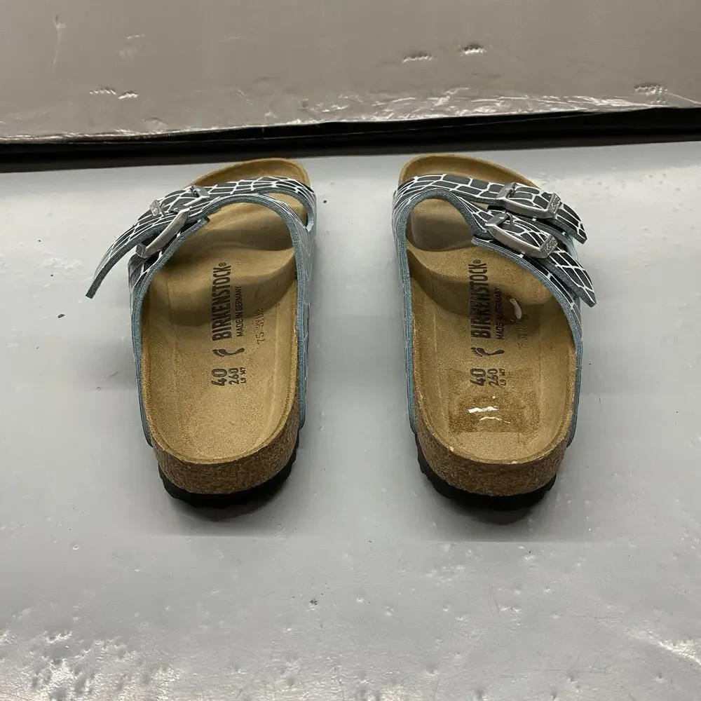 NEW Birkenstock Arizona Sandals EU 40 Womens 9 Narrow Aqua Green Croc Print